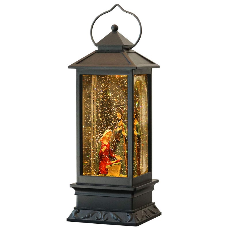 Wondise Lighted Musical Snow Globe Lantern with 6 Hour Timer  12 Inches USB Powered and Battery Operated Spinning Water and Swirling Glitter Christmas Snow Globe Lantern Gifts(Nativity) - Image 1